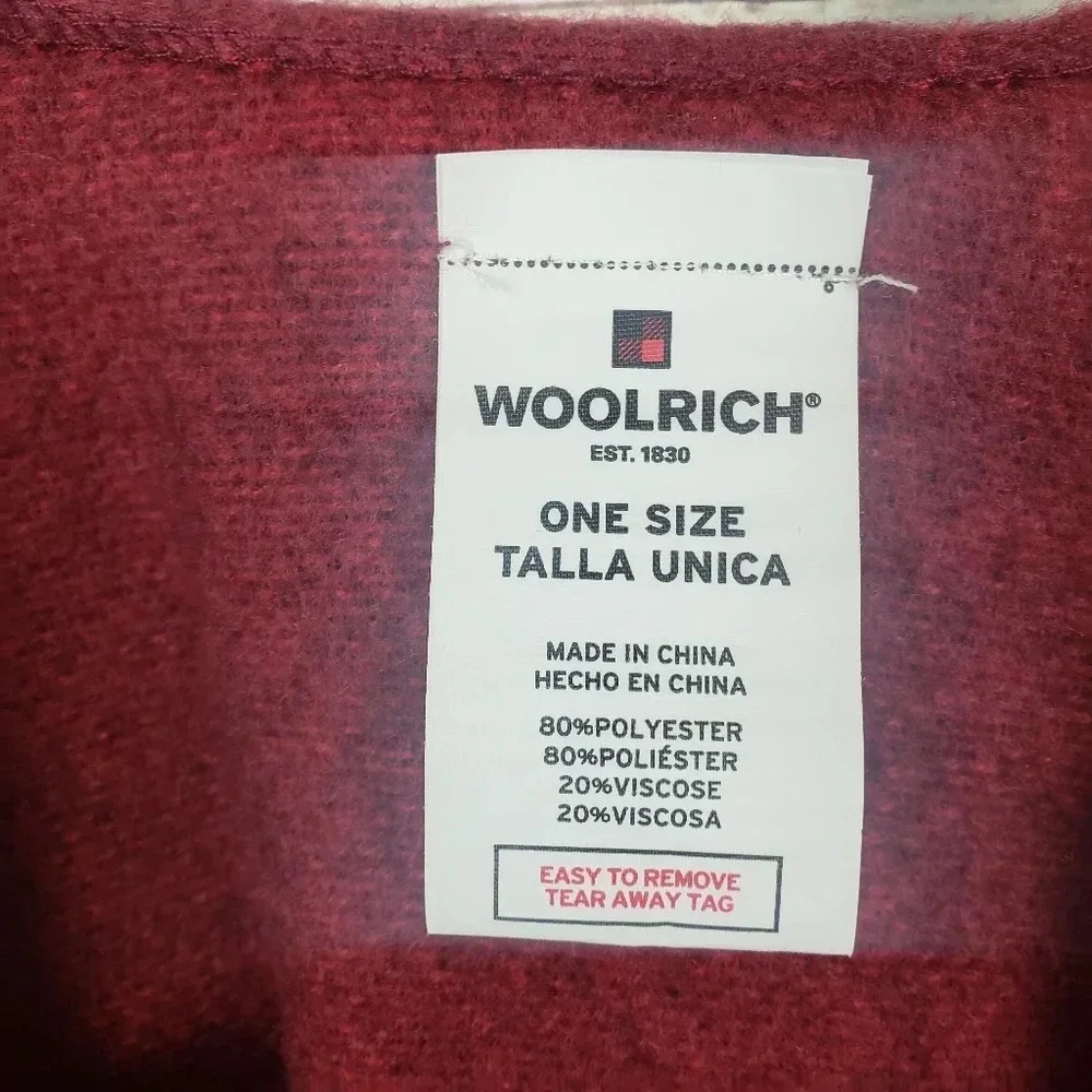 Woolrich Red Fringed Poncho Wrap Cape